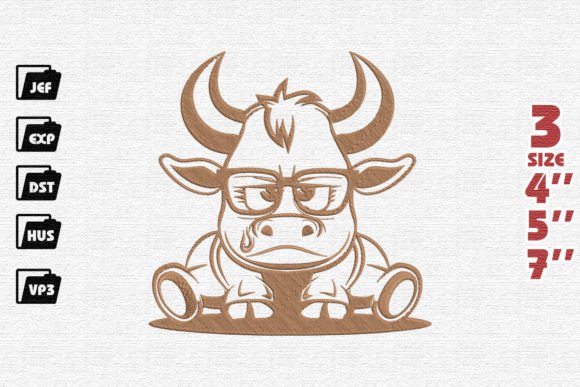 Cow with Sad Face Embroidery