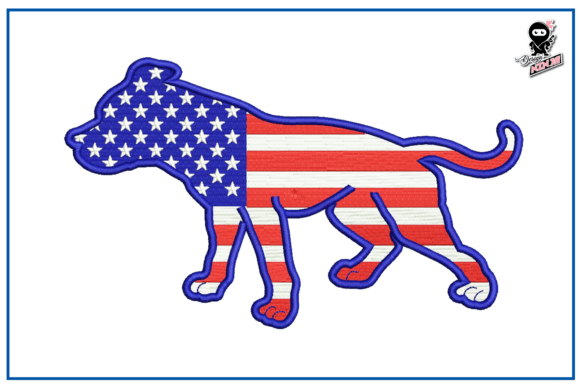 Dog with American Flag Embroidery