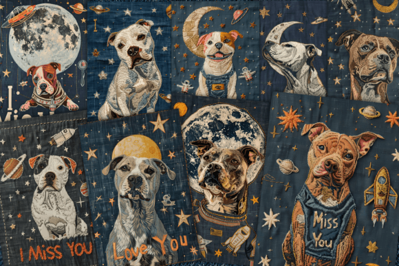 Embroidery Cute Pitbull Dog Pages