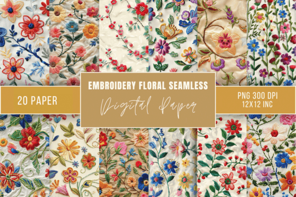 Embroidery Floral Seamless Paper Bundle
