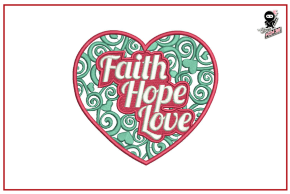 Faith Hope Love, Religious Embroidery