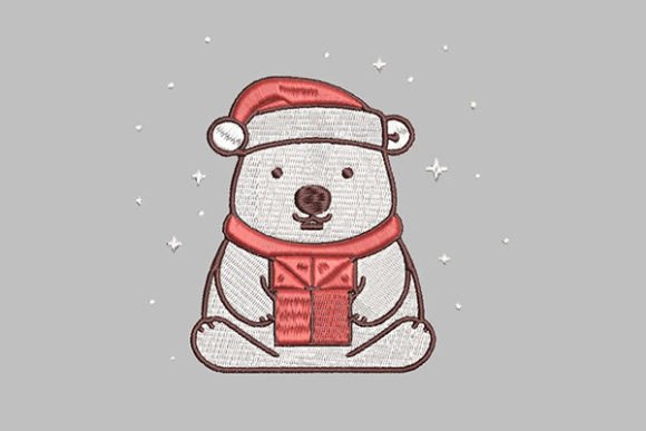 Festive Christmas Polar Bear Embroidery