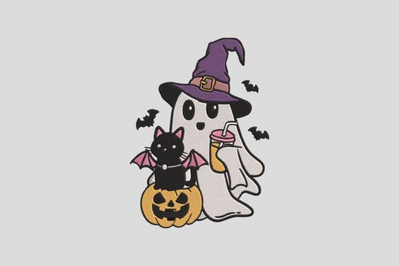 Ghost Witch Embroidery Design
