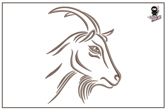 Goat Portrait, Farm Animal Embroidery